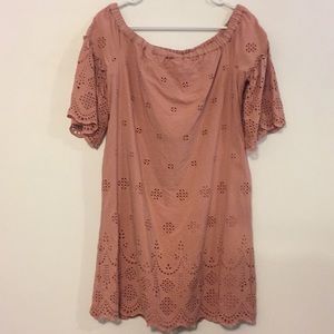 Eyelet off the shoulder dress